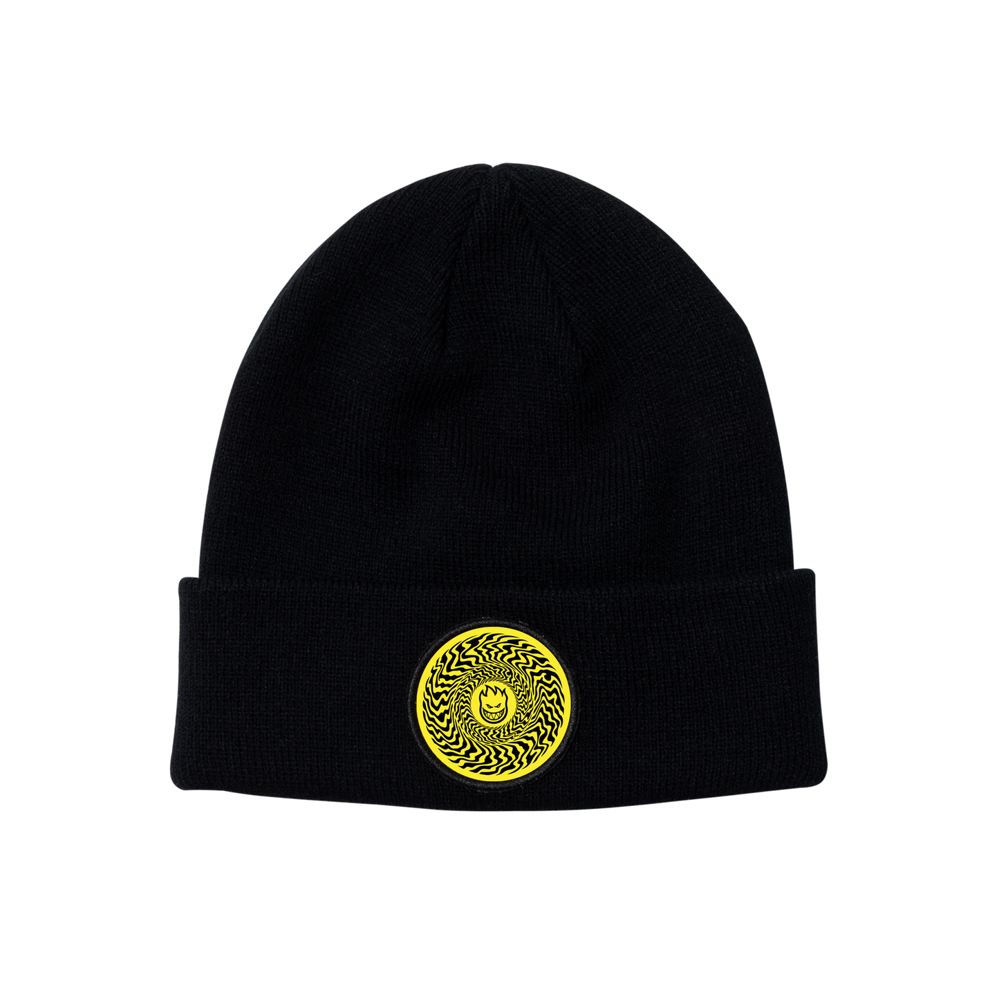 Spitfire Swirled Classic Patch Cuff Beanie - Black / Yellow