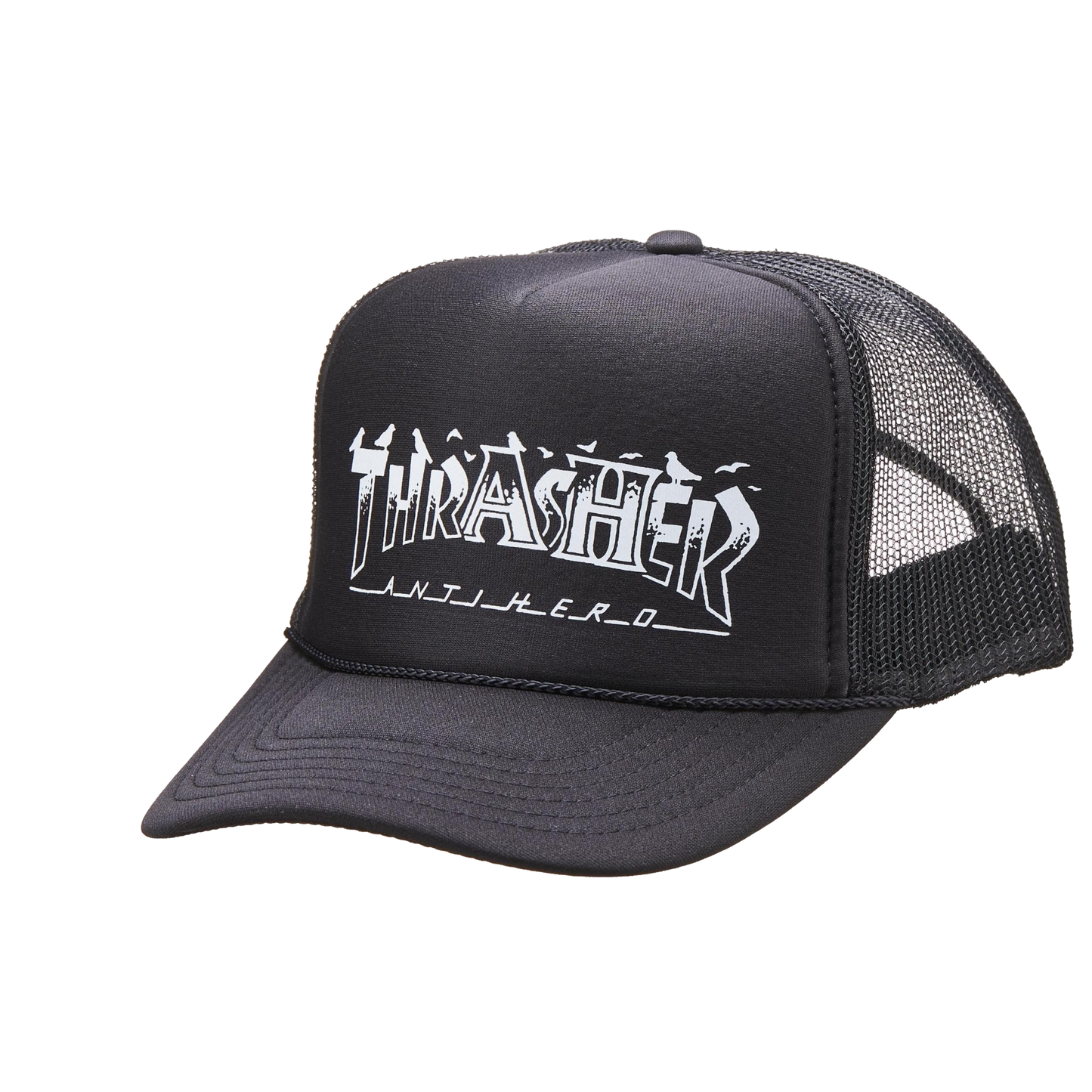 Thrasher X Anti Hero "Pigeon Mag" Trucker Hat - ( Black )