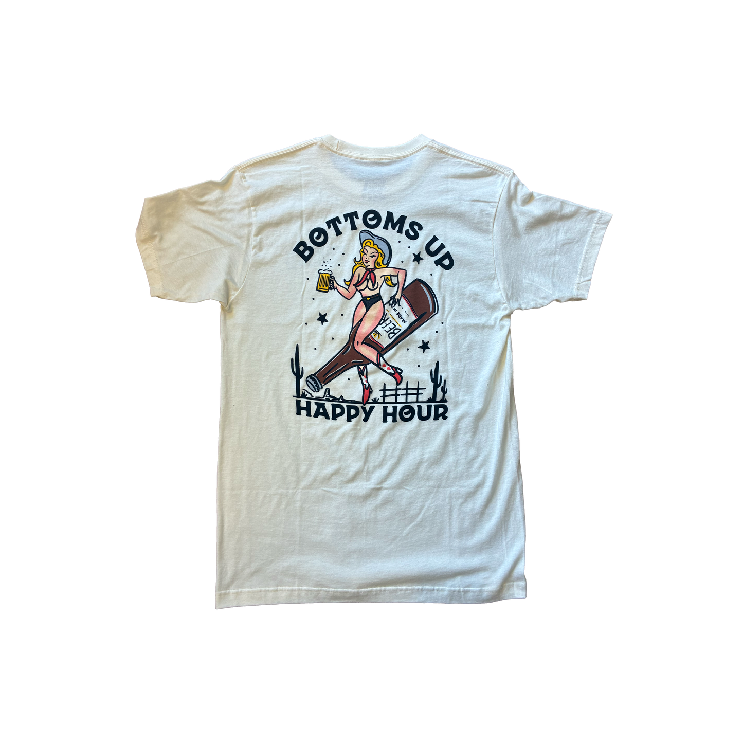 Happy Hour Bottoms Up Tee - ( Natural )