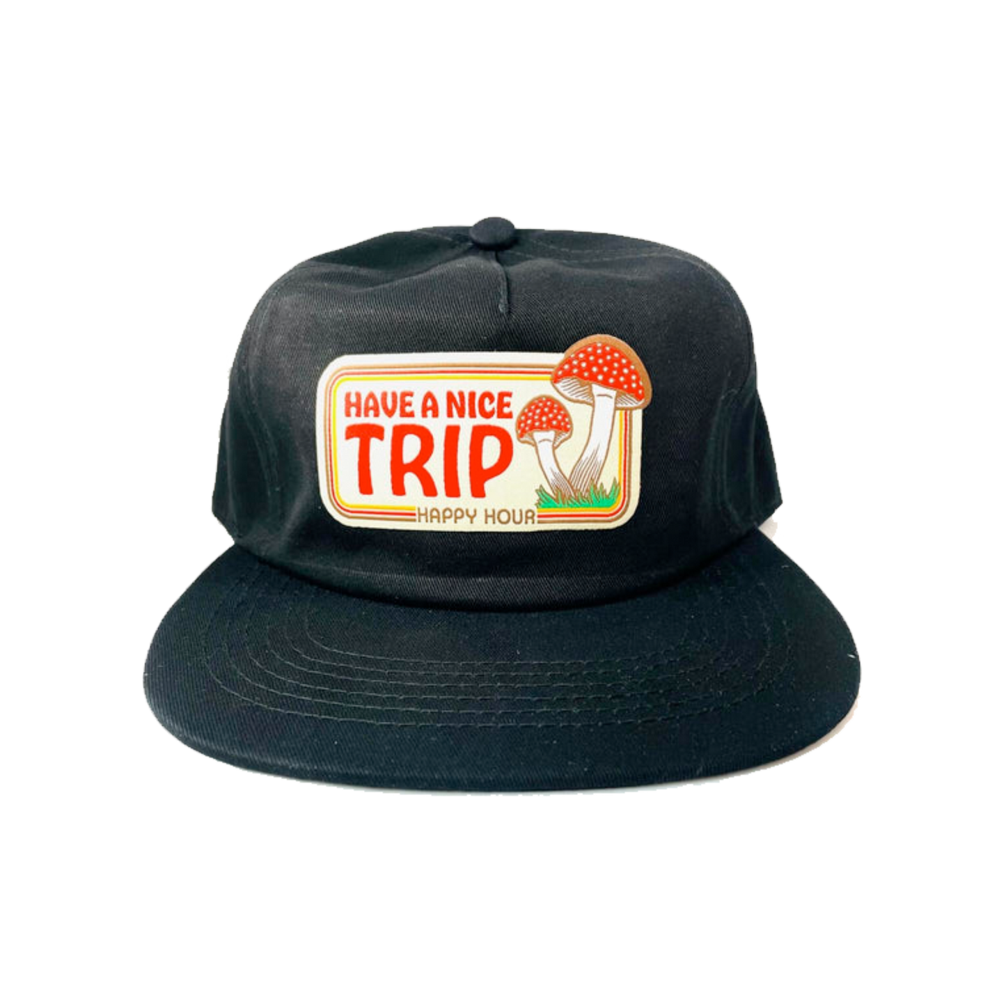 Happy Hour Have A Nice Trip Snapback - Black ( White Patch )