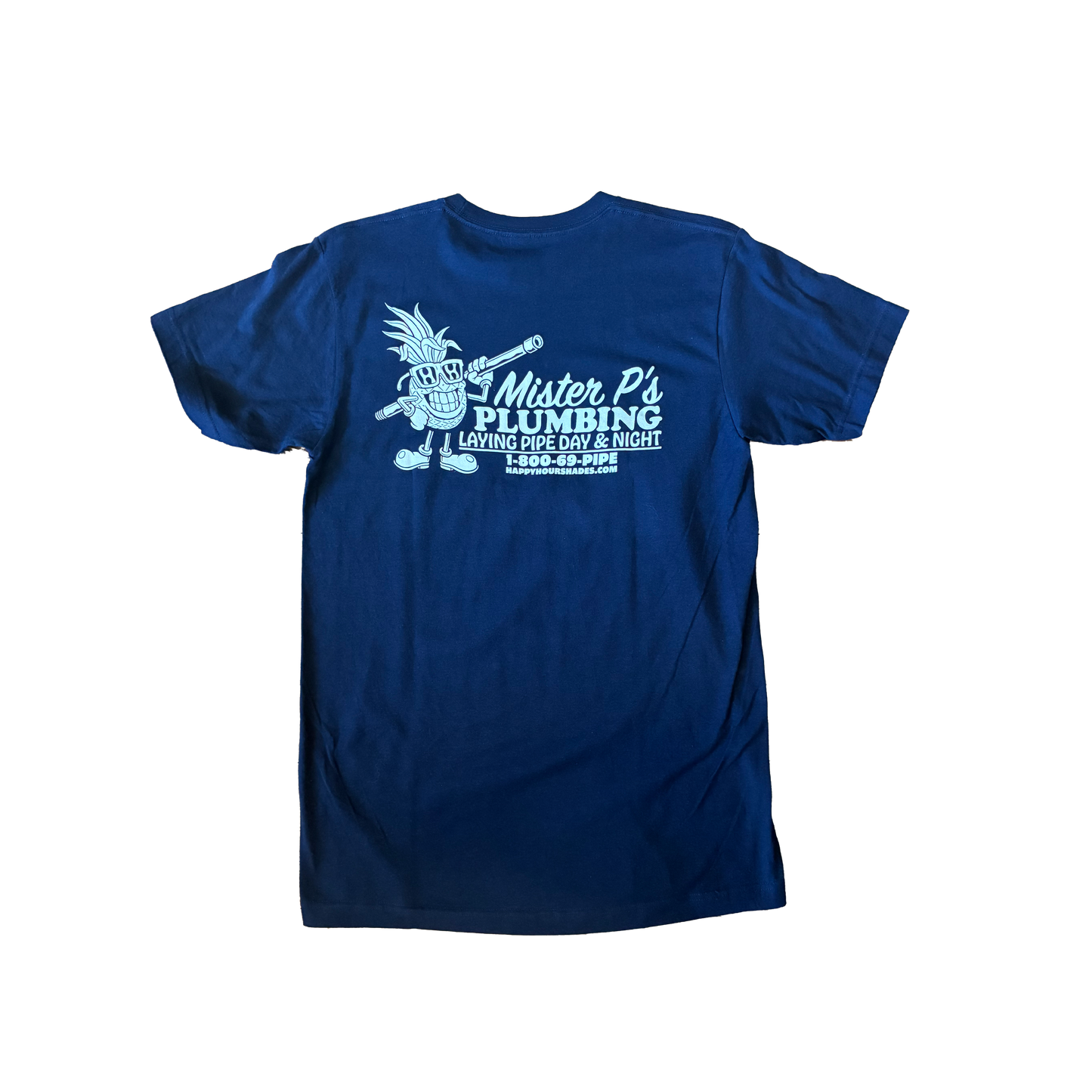 Happy Hour Mr.P's Plumbing Tee - Navy