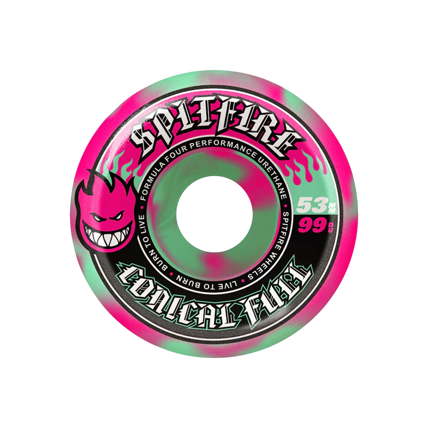 Spitfire Formula Four Conical Full Wheels 99 Duro - 53mm - Teal/Pink Swirl - SET