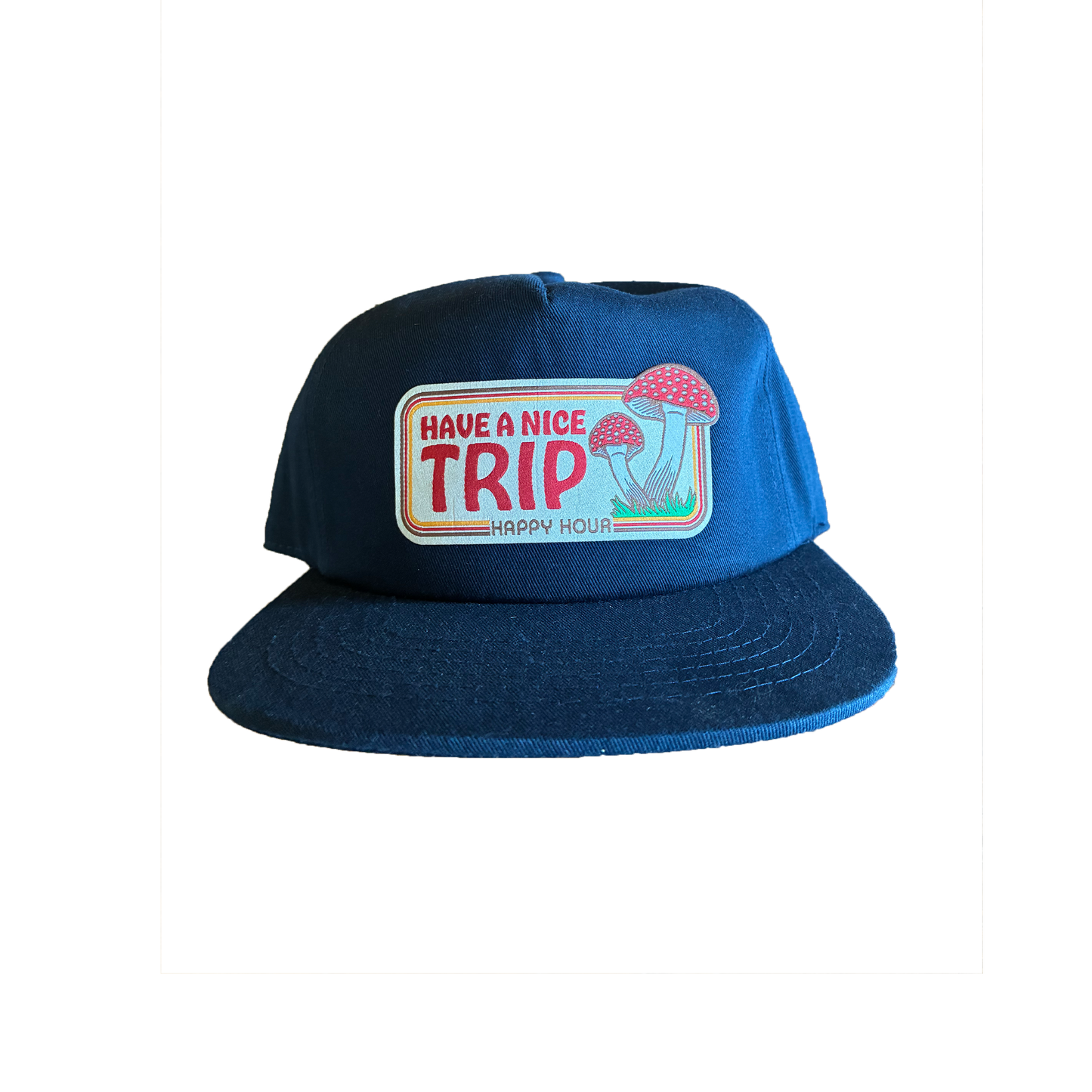 Happy Hour Have A Nice Trip Snapback - Navy ( White Patch )
