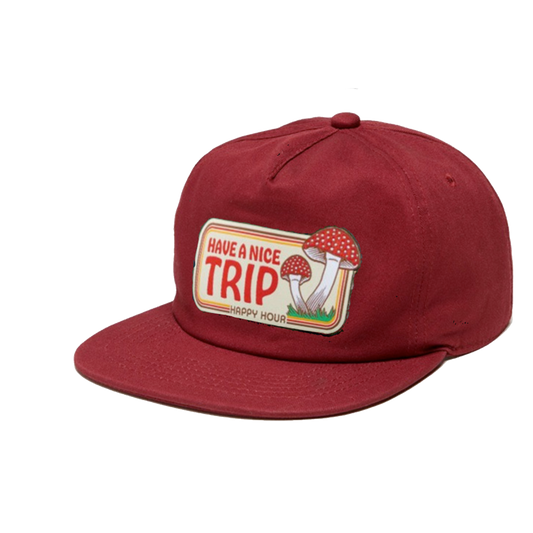 Happy Hour Have A Nice Trip Snapback - Burgundy ( White Patch )