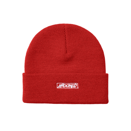 Krooked Moonsmile Script Cuff Beanie - Dark Red