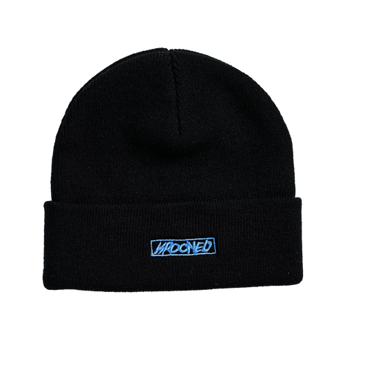 Krooked "Moonsmile Script Cuff" Beanie - Black/Blue