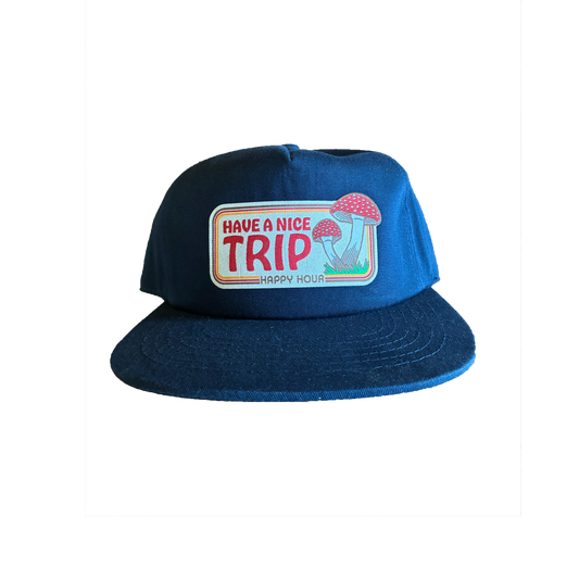 Happy Hour Have A Nice Trip Snapback - Navy ( White Patch )