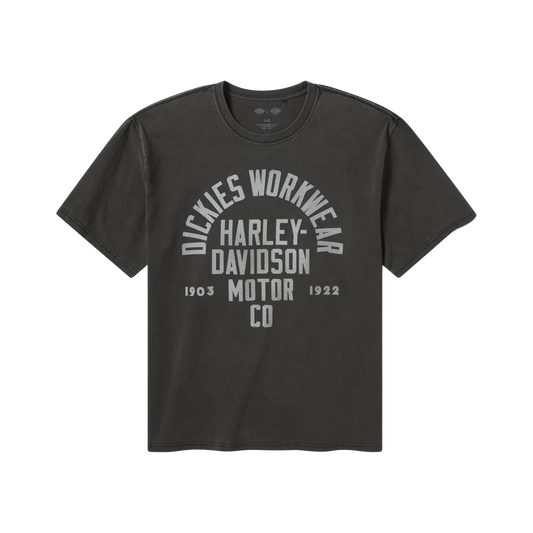 Dickies X Harley Davidson Vintage Wash Logo Tee - ( Black Wash )